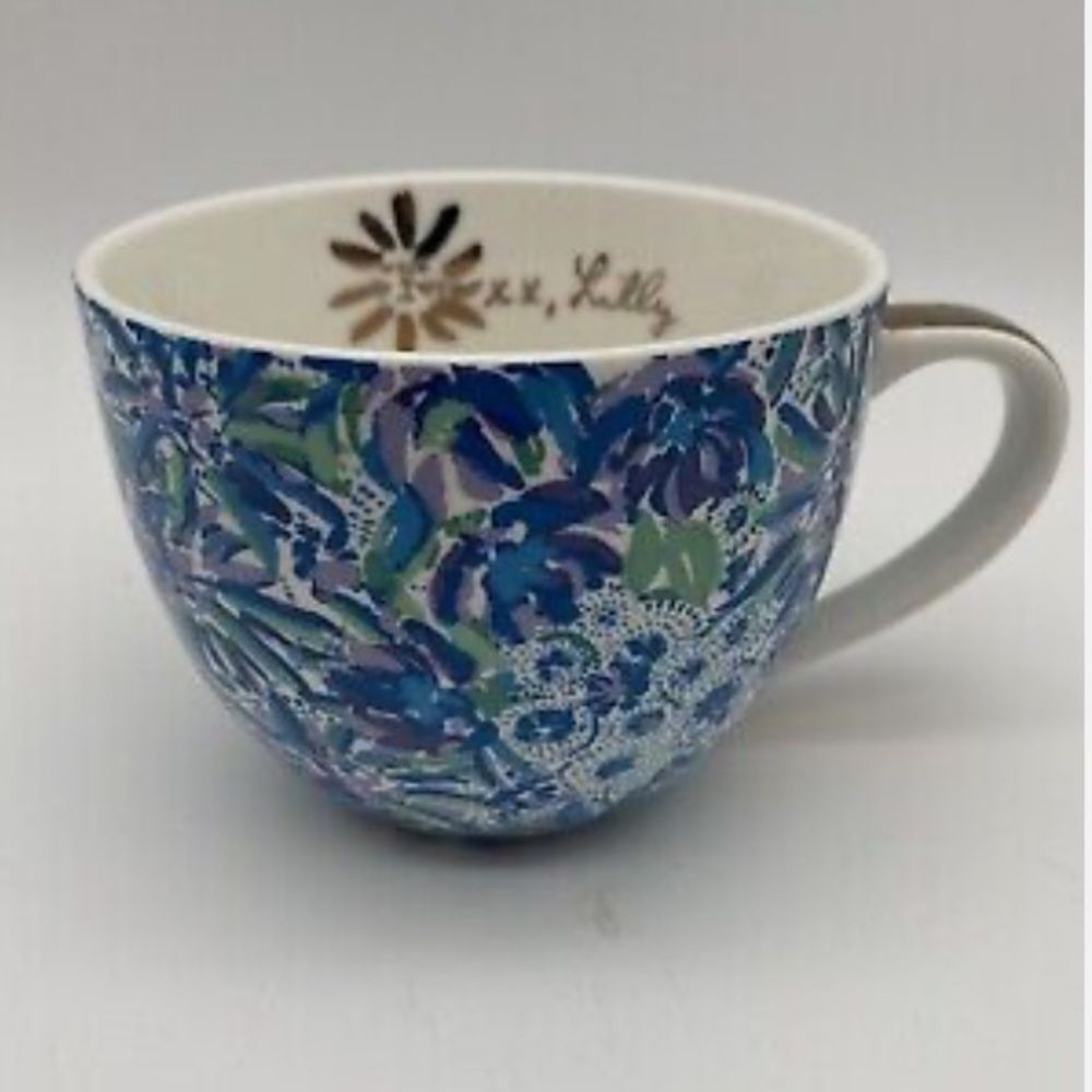 10X$50 Lilly Pulitzer Ceramic Dinner Blue Coffee Mug Floral